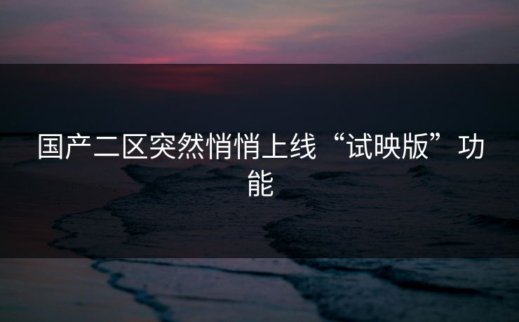 国产二区突然悄悄上线“试映版”功能 国产二区突然悄悄上线“试映版”功能