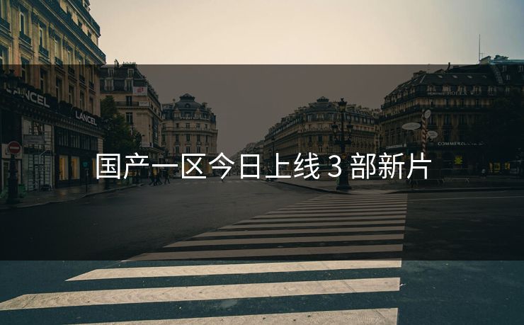 国产一区今日上线 3 部新片