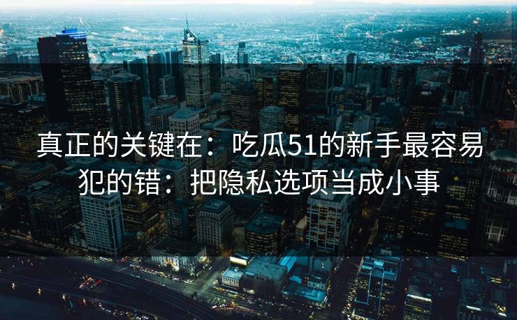 真正的关键在：吃瓜51的新手最容易犯的错：把隐私选项当成小事